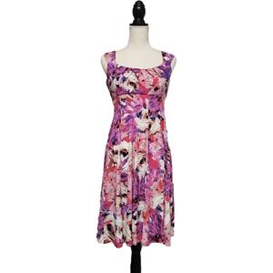 Vintage Y2K Maggie L Vibrant Pink Floral Babydoll Dress Size 6 Maximalism